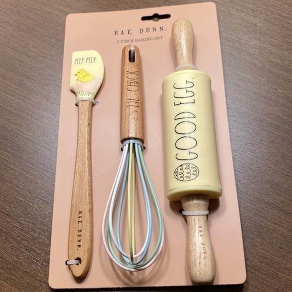 Rae Dunn 3 pc wooden mini Easter baking set - Picture 1 of 7